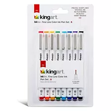 Kingart Inkline 8 Colores Tamaño 08 (.50 Mm) Micro-pen Finel