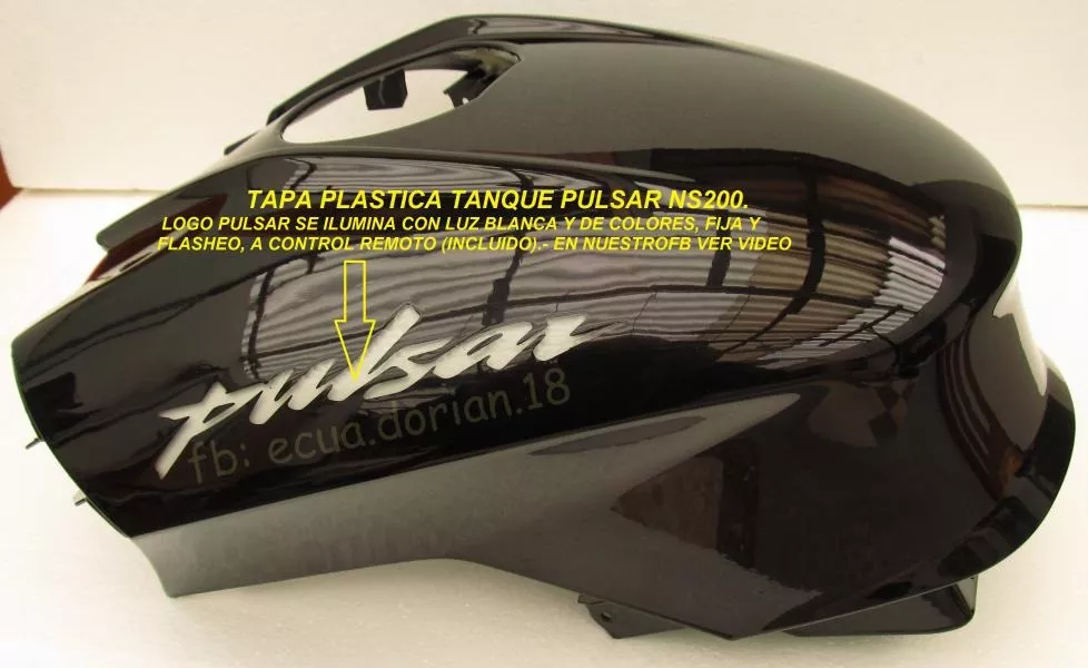 Tapa Plastica Tanque Moto Pulsar Ns 200 Bajaj Foco Led Luz