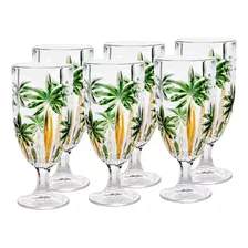 Jogo 6 Taças Palm Tree Coqueiros Cristal Wolff 450ml