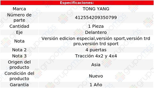 Porta Placas Del Tong Yang Toyota Tacoma 16 Al 21 Foto 2