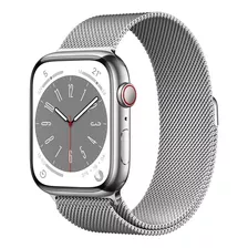 Apple Watch S8 45mm Celular Pulseira Estilo Milanes-prateada Cor Da Caixa Prateado Cor Da Pulseira Prateado/padrão