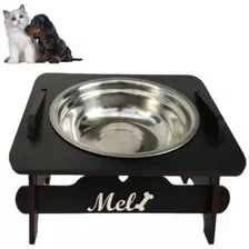 Comedouro Personalizado Pote Inox Elevado Para Cães E Gatos