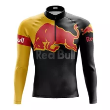 Camisa Para Ciclista Manga Longa Red Bull Com Bolsos 