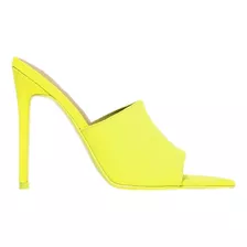 Sapato Mule Scarpin Salto Amarelo Neon