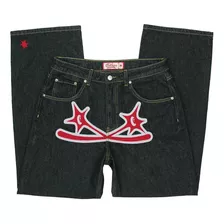 Y2k Jeans Hip Hop Letra Impresa Pantalones Negros Hombres