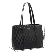 Bolsa Feminina Chenson Texturizado Ombro Original Estilosa Acambamento Dos Ferragens Níquel Cor Preto Cor Da Correia De Ombro Preto Desenho Do Tecido Liso