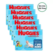 Fraldas M Huggies Huggies Tripla Proteção Kit Com 6 Unidades