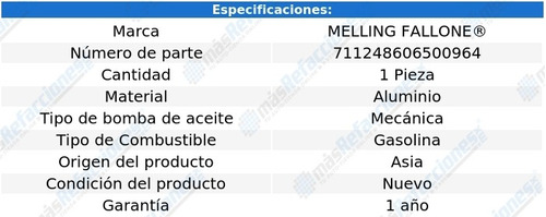 Bomba Aceite Gmc Tracker 4 Cil 1.6l 89-90 Melling Fallone Foto 2