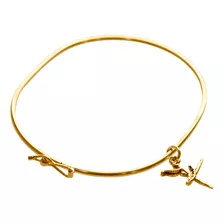 Bracelete Rígido Prata 925 Dourada 18k - Pingente Bailarina
