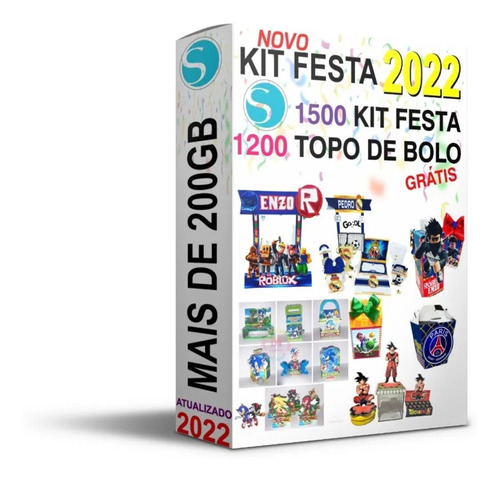 Kit 2022 Festa Prontas Arquivo Corte Silhouette Topo De Bolo