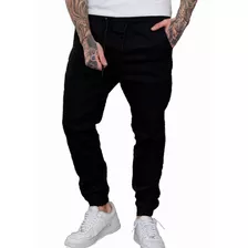 Calça Jogger Masculina Plus Size Com Punho Elástico Sarja 