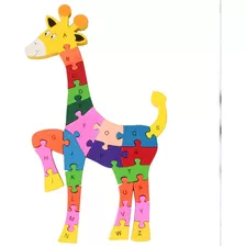 Quebra-cabeça Madeira Infantil Educativo Montessori Girafa