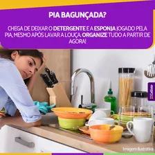 Porta Detergente Organizador De Pia Sabão Em Barra Esponja Cor Rosa
