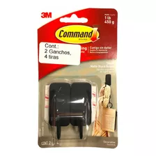 Set 2x Ganchos Perchero Negro Satin 3m Command Small Hooks B