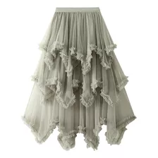 Wood Ear Edge Irregular Mesh Cake Skirt