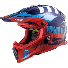 Capacete Ls2 Mx437 Fast Evo Motocross Trilha Tamanho Do Capacete 58 Cor Red/blue (brilhante
