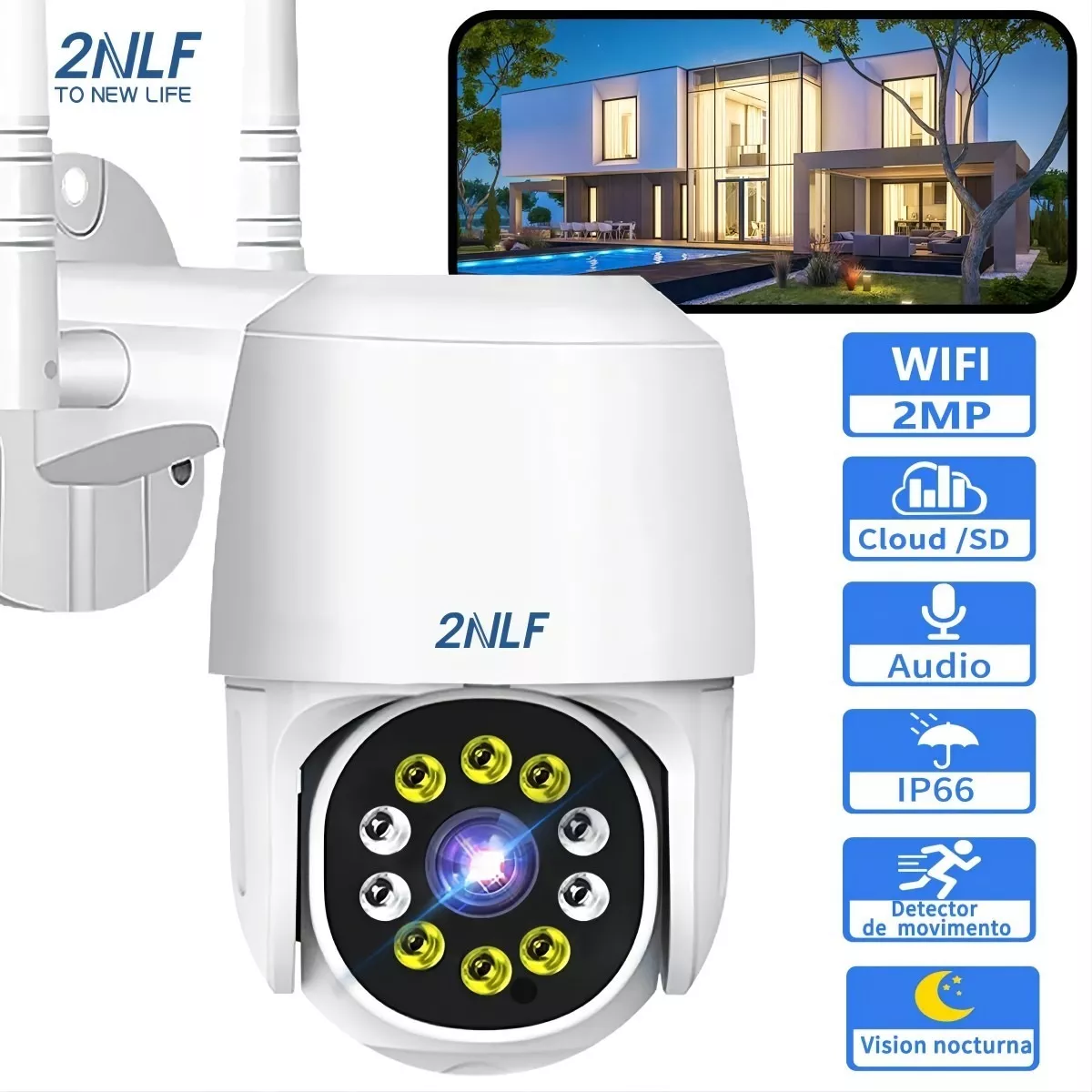 2nlf® Cámara De Seguridad Wifi Hd 1080p C/con Alarmaa Ip