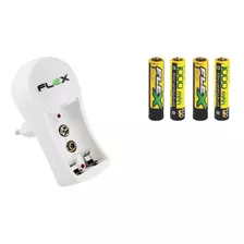 Carregador Pilhas Aa / Aaa Flex + 4 Pilhas Recarregável Aaa 1000mah - Sony Duracell Elgin Gp Philips 