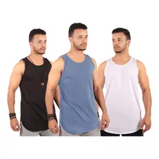 Kit Com 3 Camiseta Blusa Regata Camisa Masculina Longline