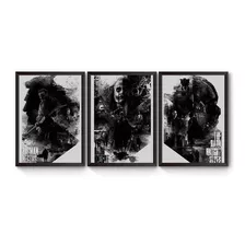 Kit 3 Quadros A4 Trilogia Batman Poster Moldurado