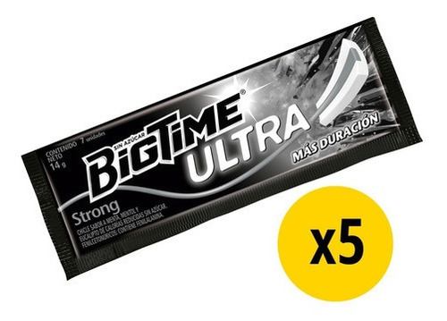 Bigtime Ultra Strong Chicle Sin Azúcar 5 Un X 14 Grs