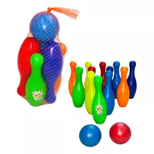 Bolos Plásticos Juguete 25 Cms Paquete X 12 Pinos + 2 Bolas