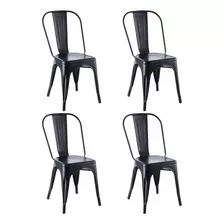 Silla De Comedor Garden Life Tolix, Estructura Color Negro, 4 Unidades