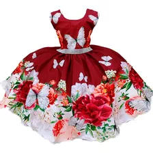 Vestido Infantil Marsala E Off Renda Brilho Luxo Festas