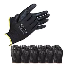 Guantes Negros Poliuretano X6 Pares Mecanico Seguridad Moto