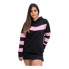 Blusa De Moletom Feminina Longa Estilo Mullet Com Capuz