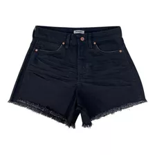 Short Feminino Wrangler Preto Barra Desfiada Confortável