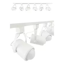 Kit Trilho 2 Metros 4 Spots E27 Branco Bulbo 9w Luz Fria