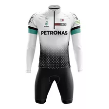 Conjunto Ciclismo Bermuda E Camisa Manga Longa Petronas