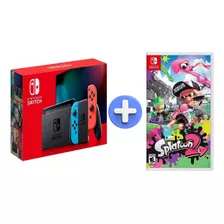 Nintendo Switch V2. 32gb Standard Cor Vermelho-néon, Azul-néon Original + Splatoon 2 Mídia Física Original