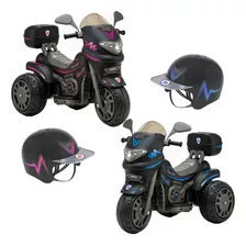 Moto Elétrica Preta Infantil Sprint Turbo Azul Rosa C/ Sons