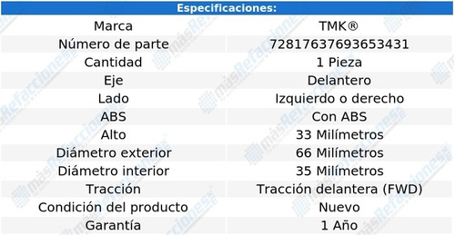 Balero Rueda Doble Delantero Uno L4 1.4l De 2013 A 2019 Tmk Foto 2