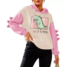 Sudadera Con Capucha De Dinosaurios Manga Larga Para Mujer