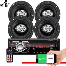 Radio Bluetooth Automotivo Som Carro + Kit 4 Alto Falantes