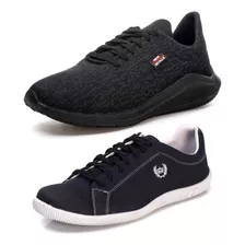 Kit 2 Tenis Sapatenis Casual Jogger Caminhada Confort Urbano