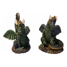 Miniatura De Estatuas Dragões Verdes (9cmx5cm)