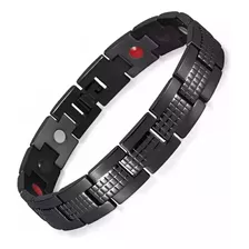 Pulsera Hombre Elegante Magnética De 4 Elementos Negro Acero