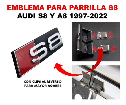 Emblema Para Parrilla S8 Audi S8 Y A8 1997-2022 Foto 3