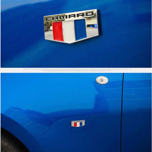 2 Emblemas Chevrolet Camaro Bandera Cromados 2018 2020 2022 Foto 4