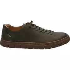 Zapatilla Cuero Hombre Posselt Oliva Gris Rockford