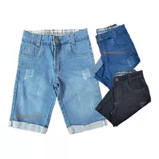 Kit 3 Bermuda Jeans Masculina Infantil Juvenil 02 Ao 16