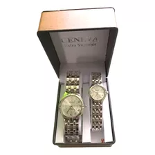 Reloj Para Pareja Set De Regalo Geneva De Pulsera Dúo Juego 