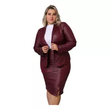 Conjunto Casaco Blazer Saia Midi Moda Plus Size Evangélica 