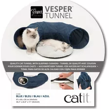 Túnel Interactivo Gatos Plegable Con Cama Vesper Catit Color Azul