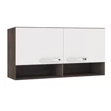 Armário Aéreo Moob 2 Portas E Nichos Dakar/branco 120cm