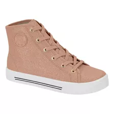 Tênis Feminino Moleca 5667.314 Gliter Cano Alto Brilhoso